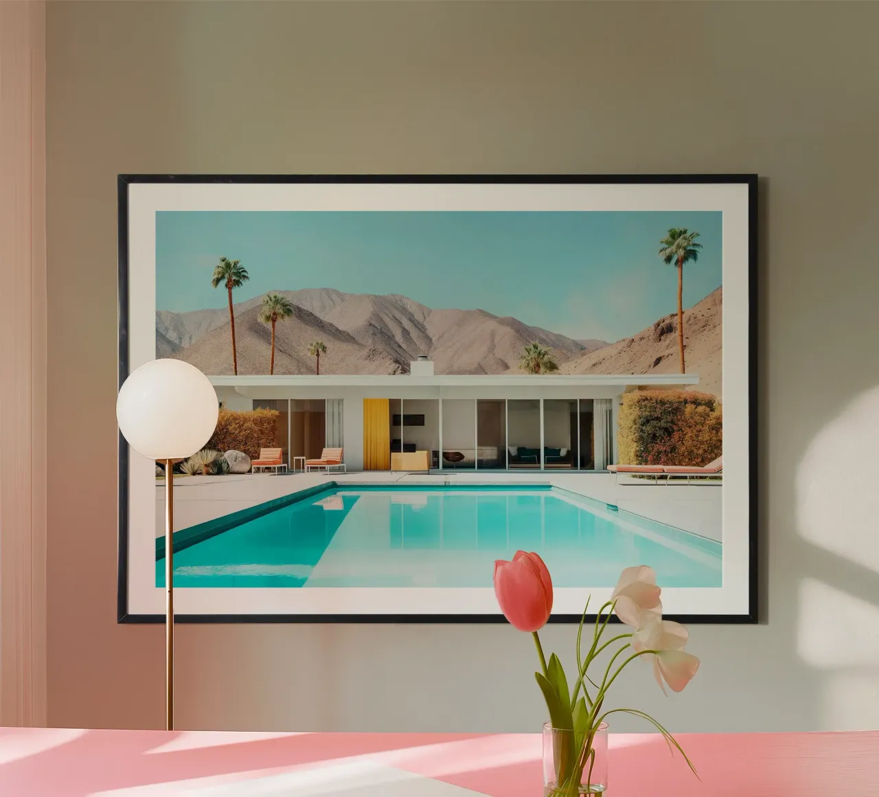 California Dreaming - Palm Springs Pool in der Wüste Poster von Brant Varner