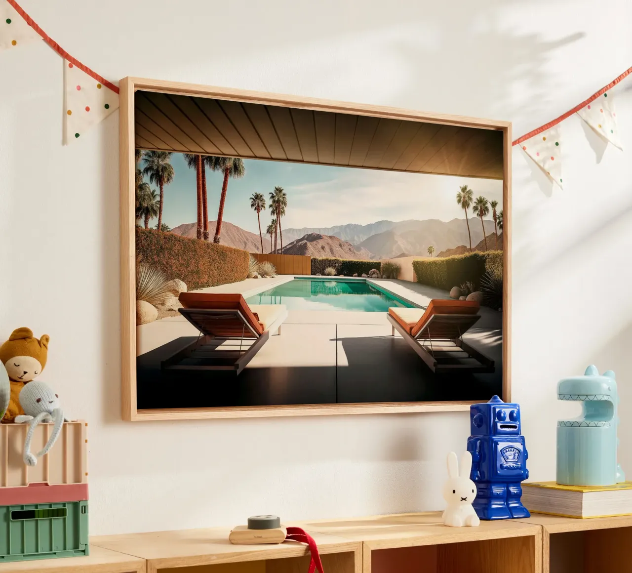 California Dreaming - Piscina privata a Palm Springs tela con Cornice a cassetta da Brant Varner