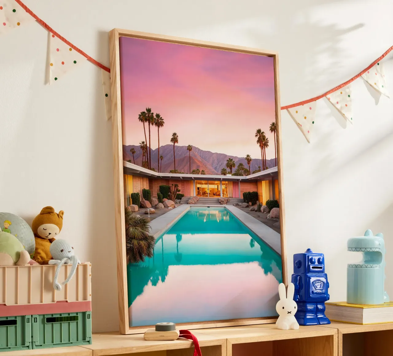 Piscina California Dreaming Mid Century tela con Cornice a cassetta da Brant Varner