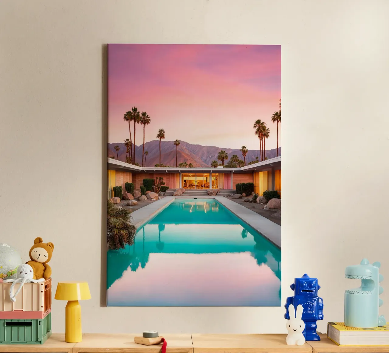 Piscina California Dreaming Mid Century tela con Cornice a cassetta da Brant Varner