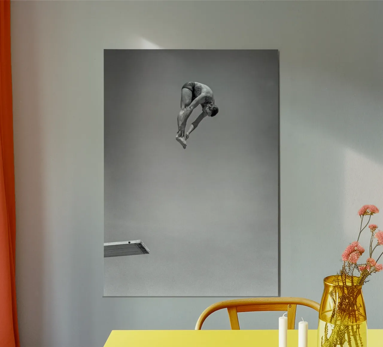 Sommozzatore con piattaforma di immersione poster con telaio in alluminio da Brant Varner