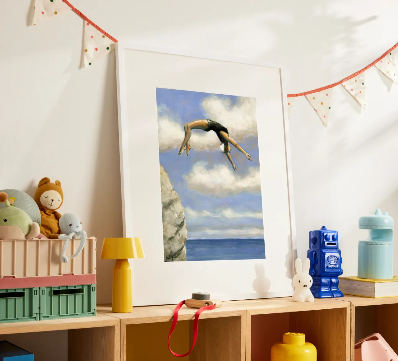 Tuffarsi da una roccia poster con telaio in alluminio da Brant Varner