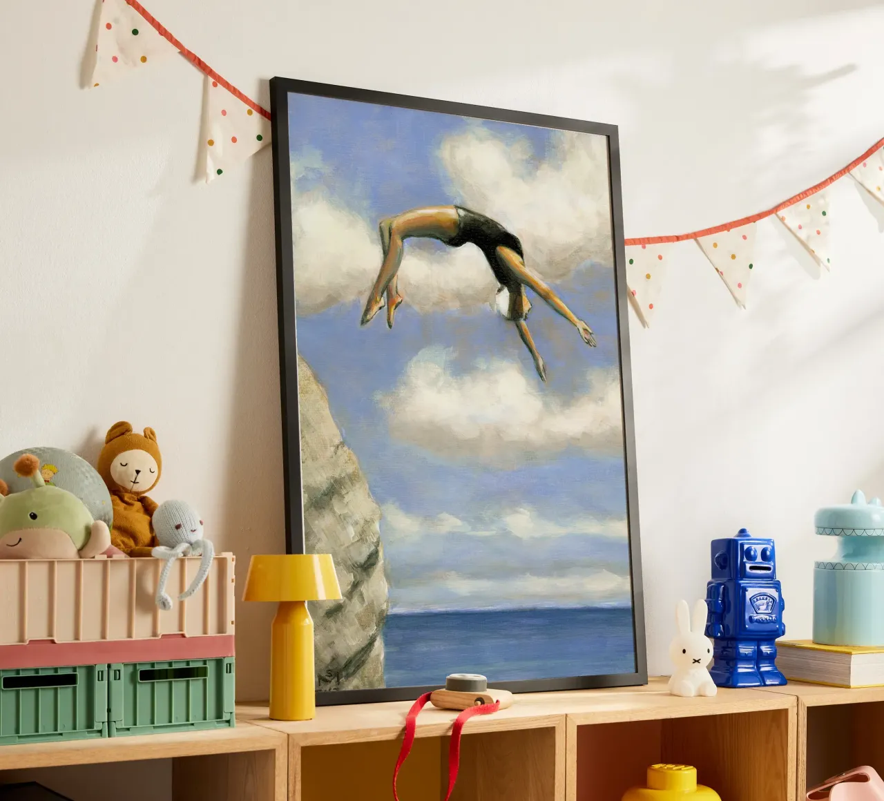 Tuffarsi da una roccia poster con telaio in alluminio da Brant Varner