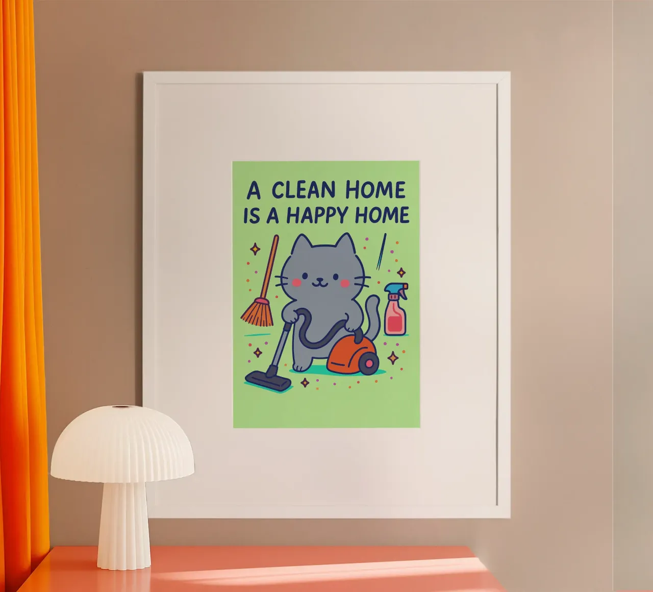 Una casa pulita è una casa felice poster con telaio in plastica da bojoonxs