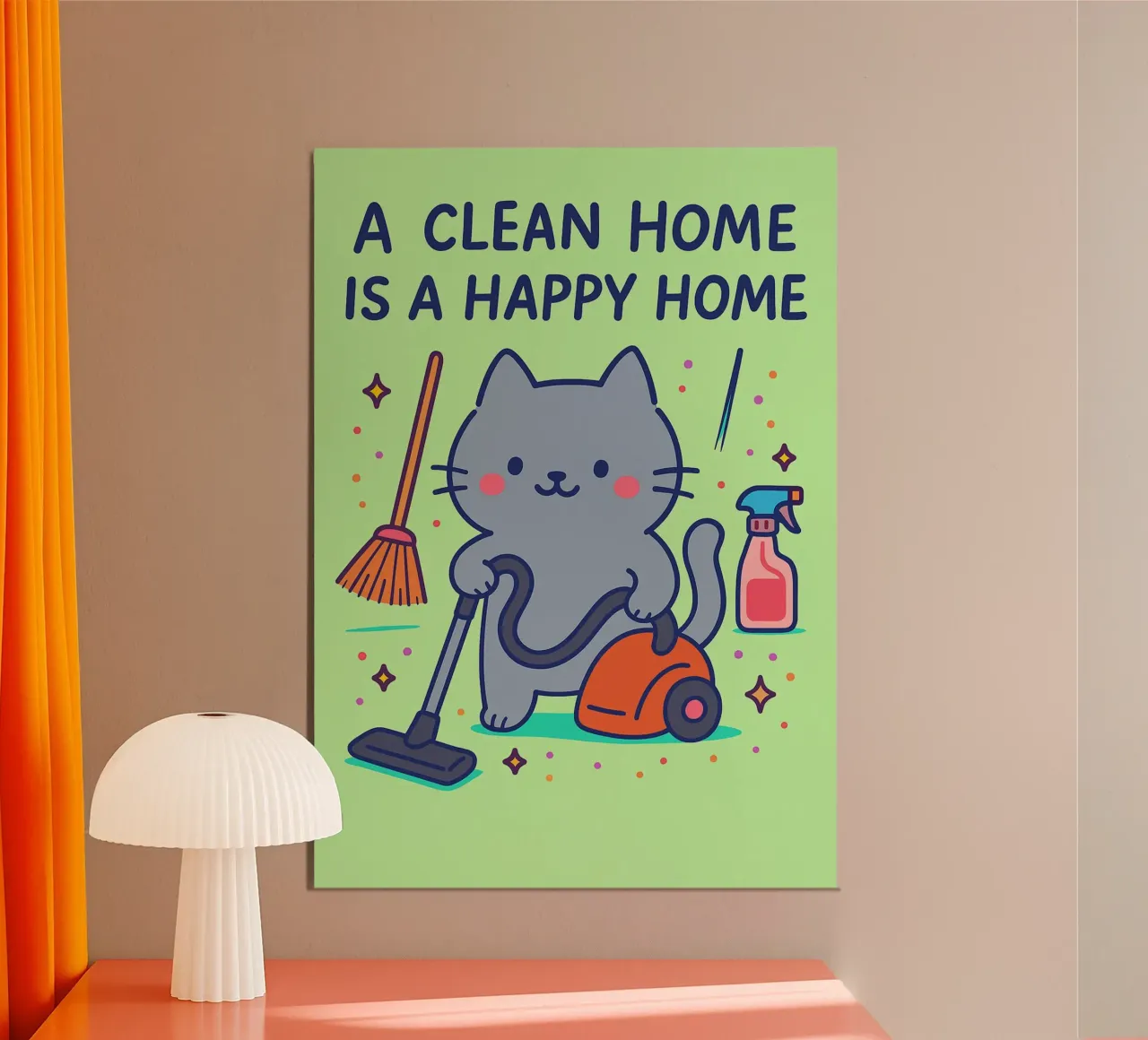 Una casa pulita è una casa felice poster con telaio in plastica da bojoonxs