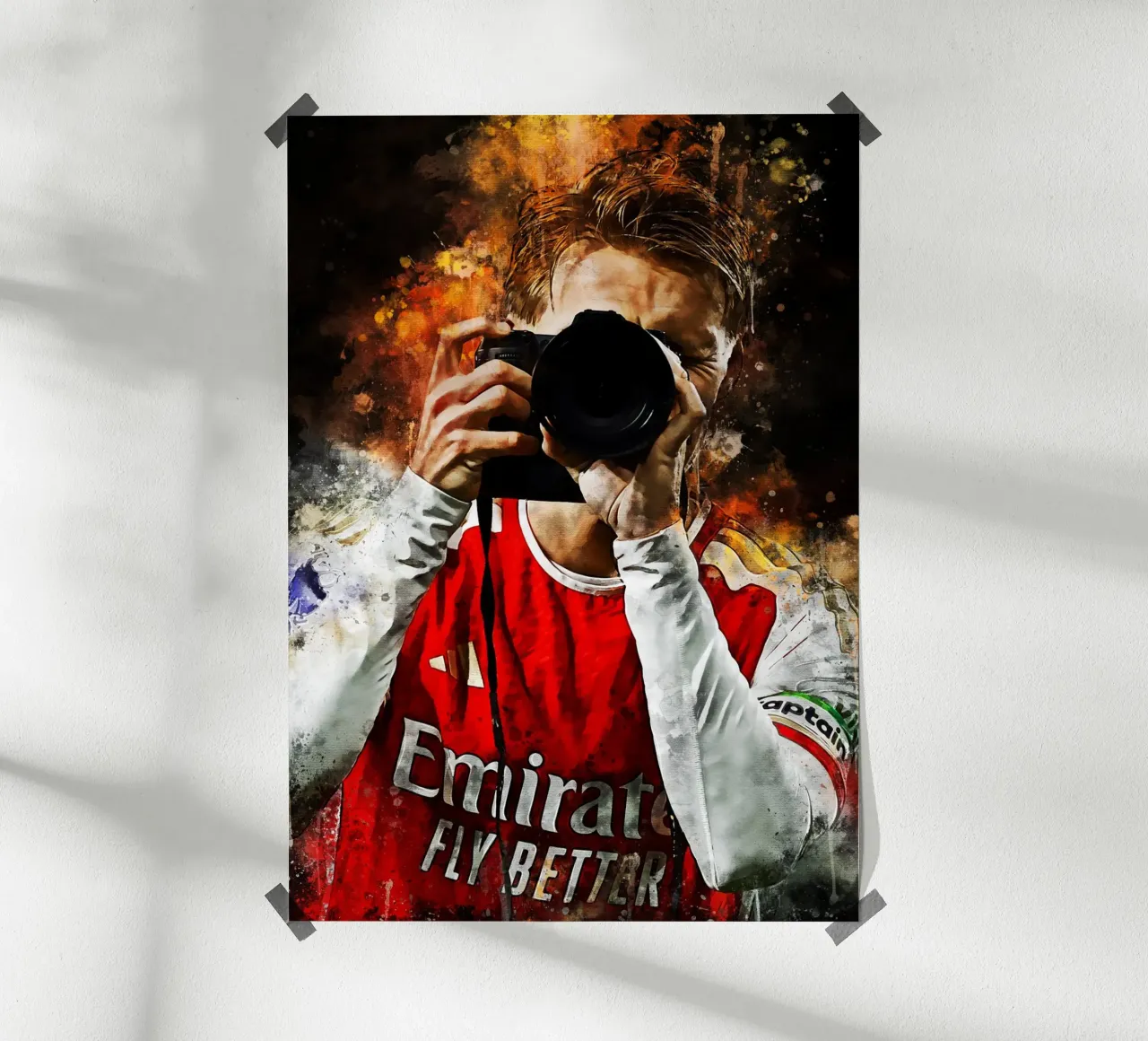 Martin Ødegaard poster con telaio in legno da MasterInkArt