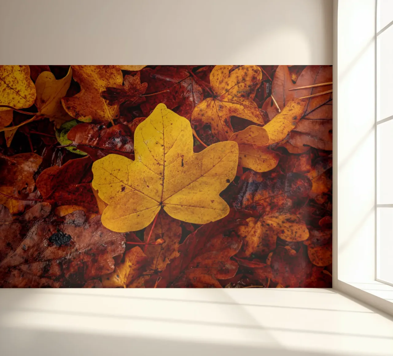 Yellow maple leaf fotobehang van Marcus Beckert | Fotografie