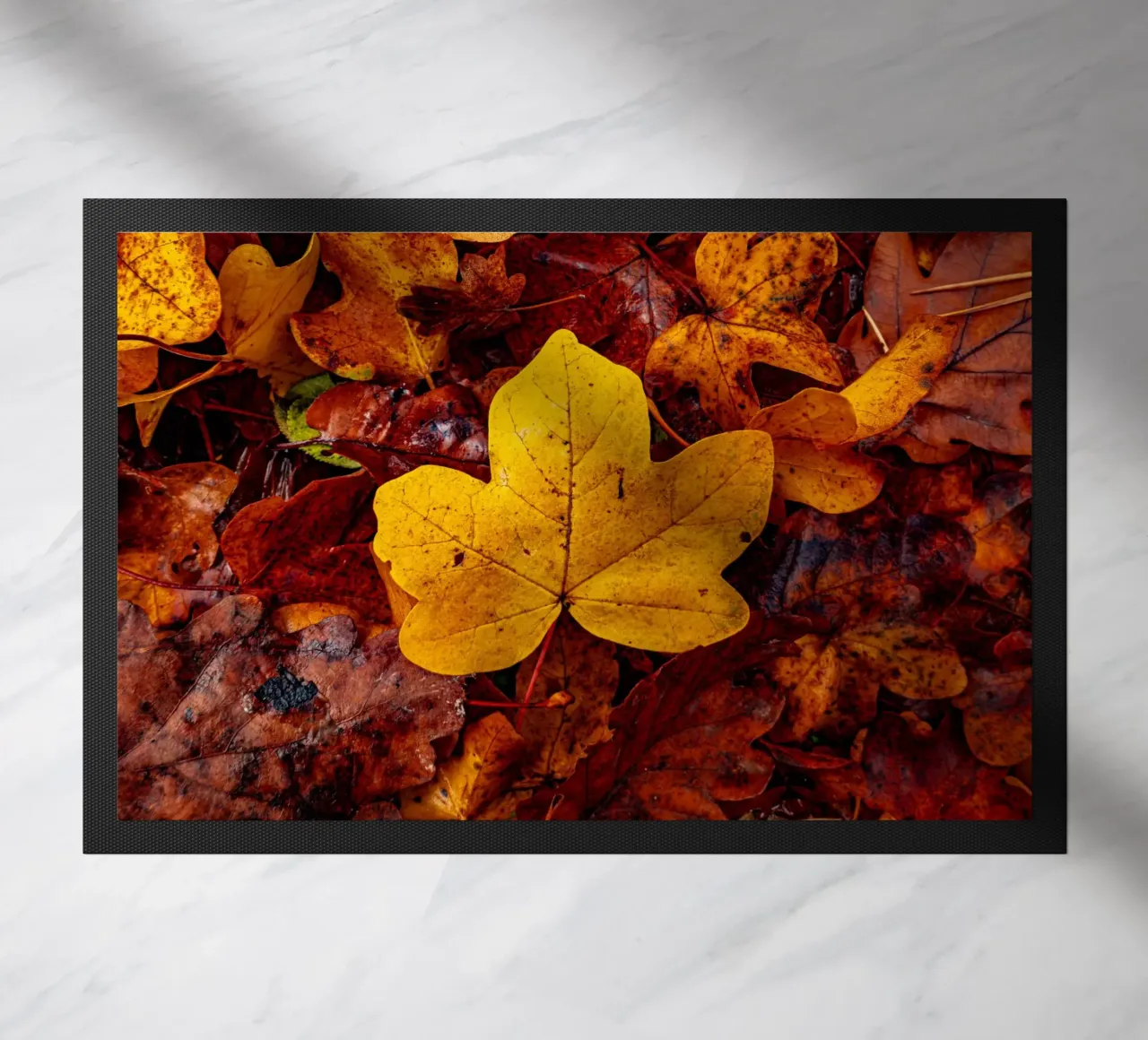 Yellow maple leaf doormat by Marcus Beckert | Fotografie