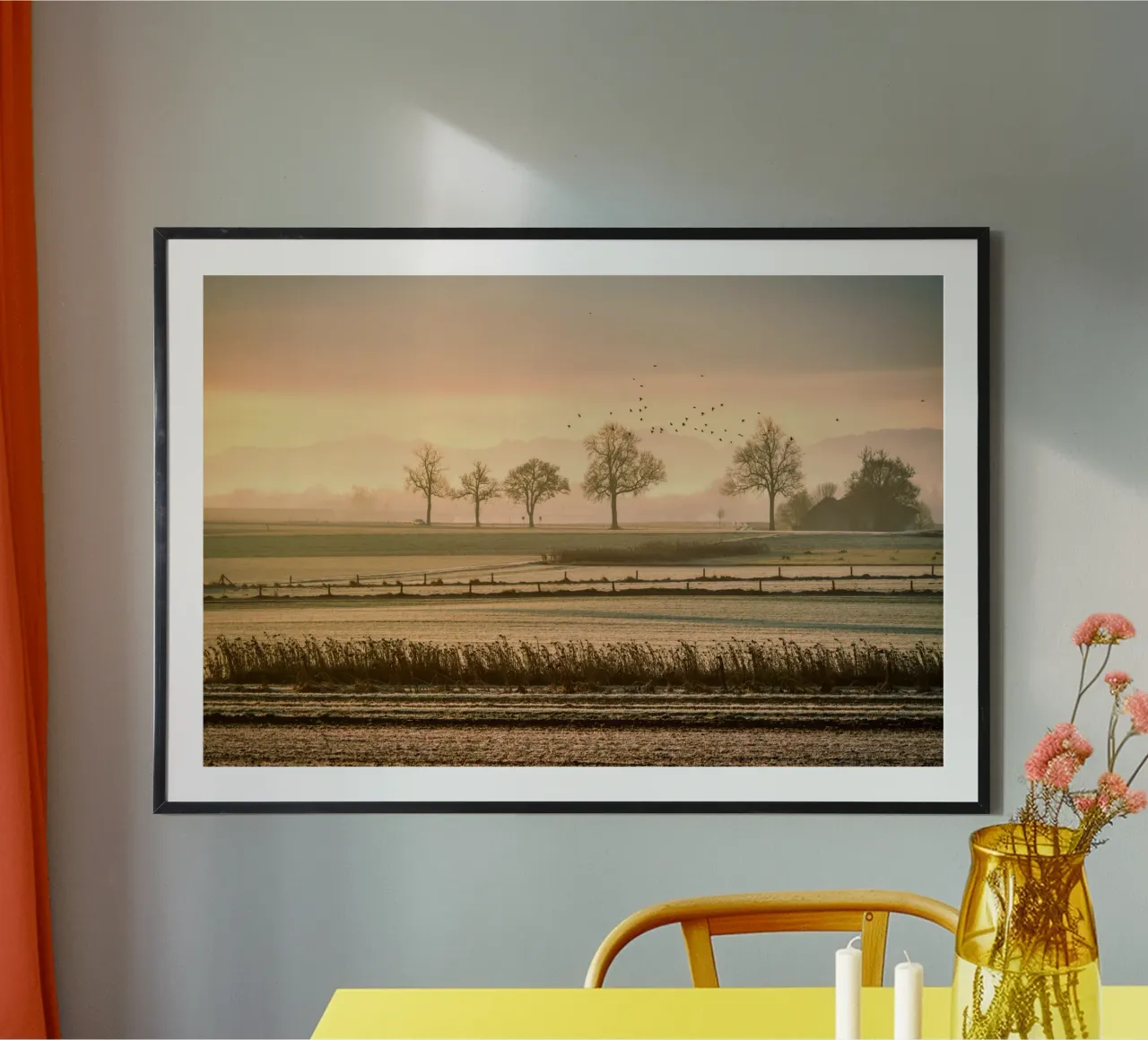 old farm poster con telaio in plastica da pastel color shape