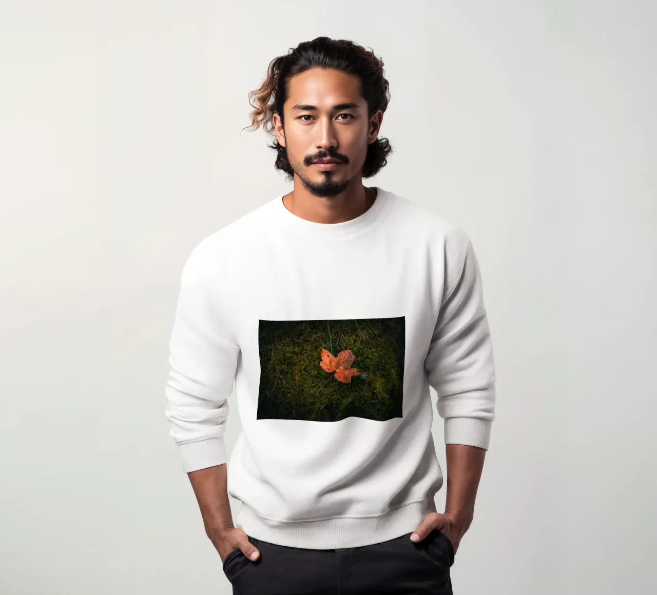Maple leaf on moss soil sweatshirt by Marcus Beckert | Fotografie