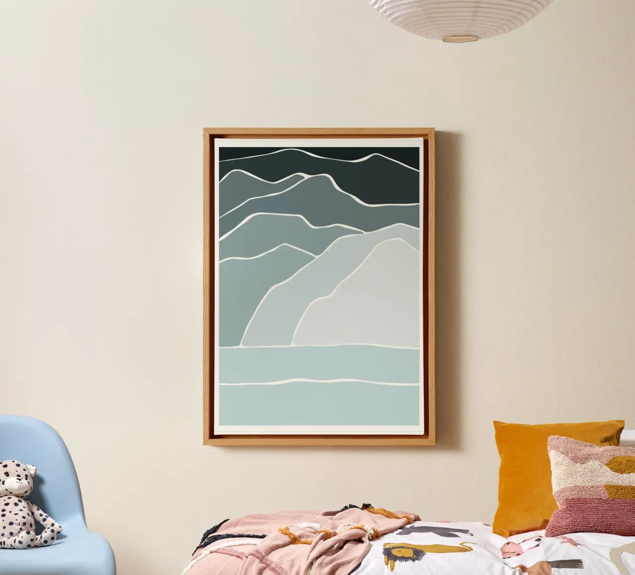 canvas wave canvas met Baklijst van pastel color shape