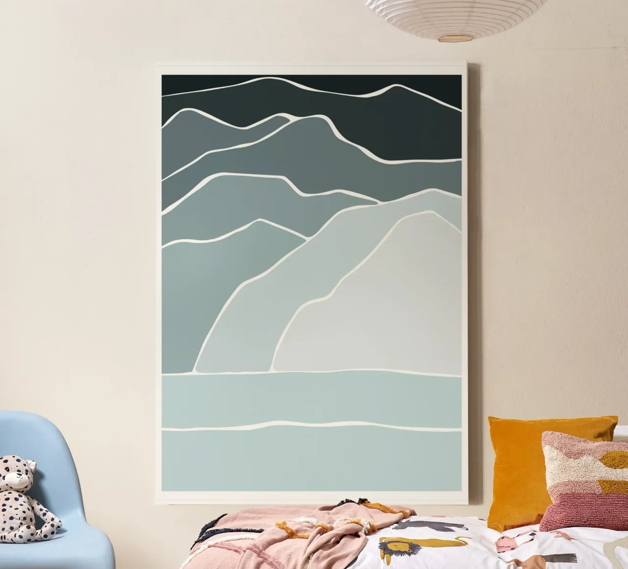 canvas wave canvas met Baklijst van pastel color shape