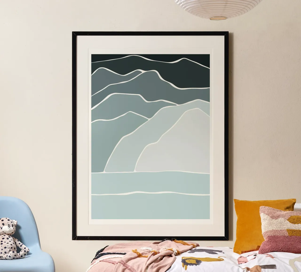 canvas wave poster con telaio in plastica da pastel color shape