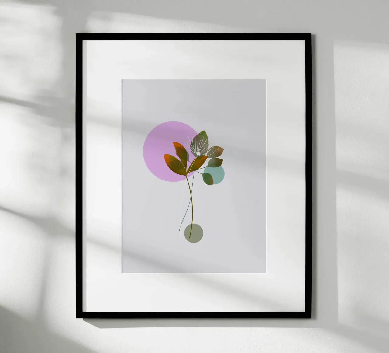 circle and leaf poster con telaio in plastica da pastel color shape