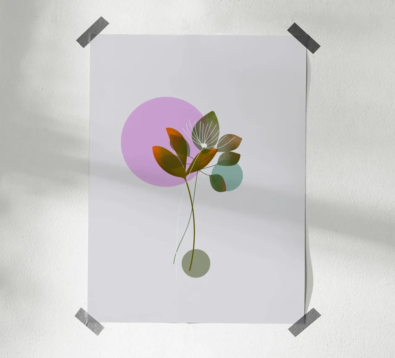 circle and leaf poster con telaio in plastica da pastel color shape