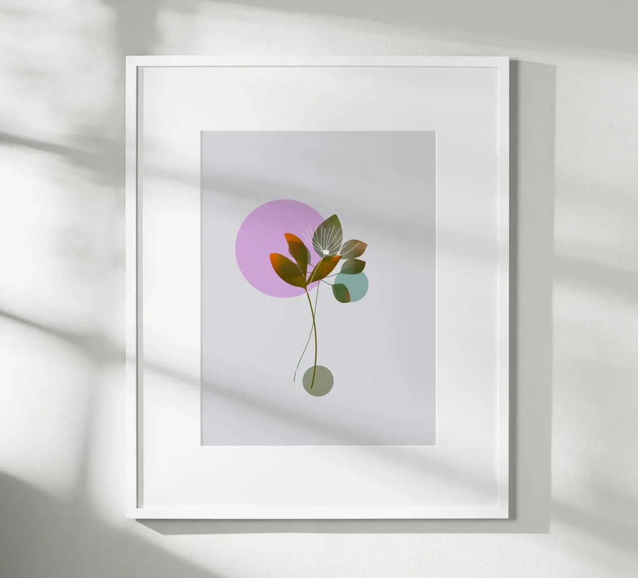 circle and leaf poster con telaio in plastica da pastel color shape