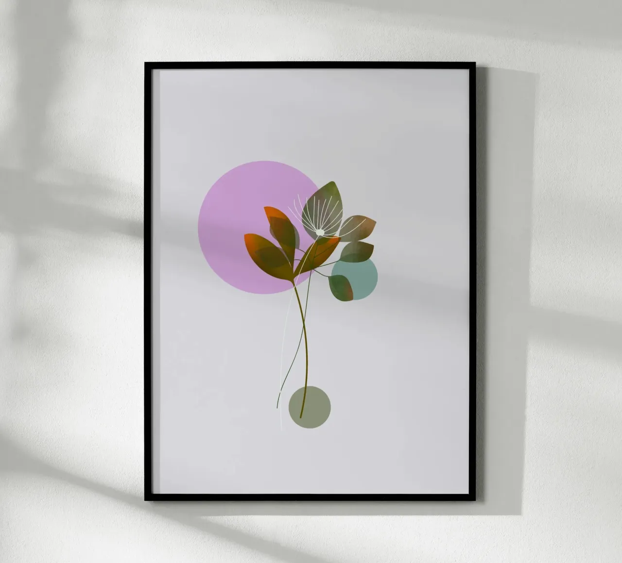 circle and leaf poster con telaio in plastica da pastel color shape