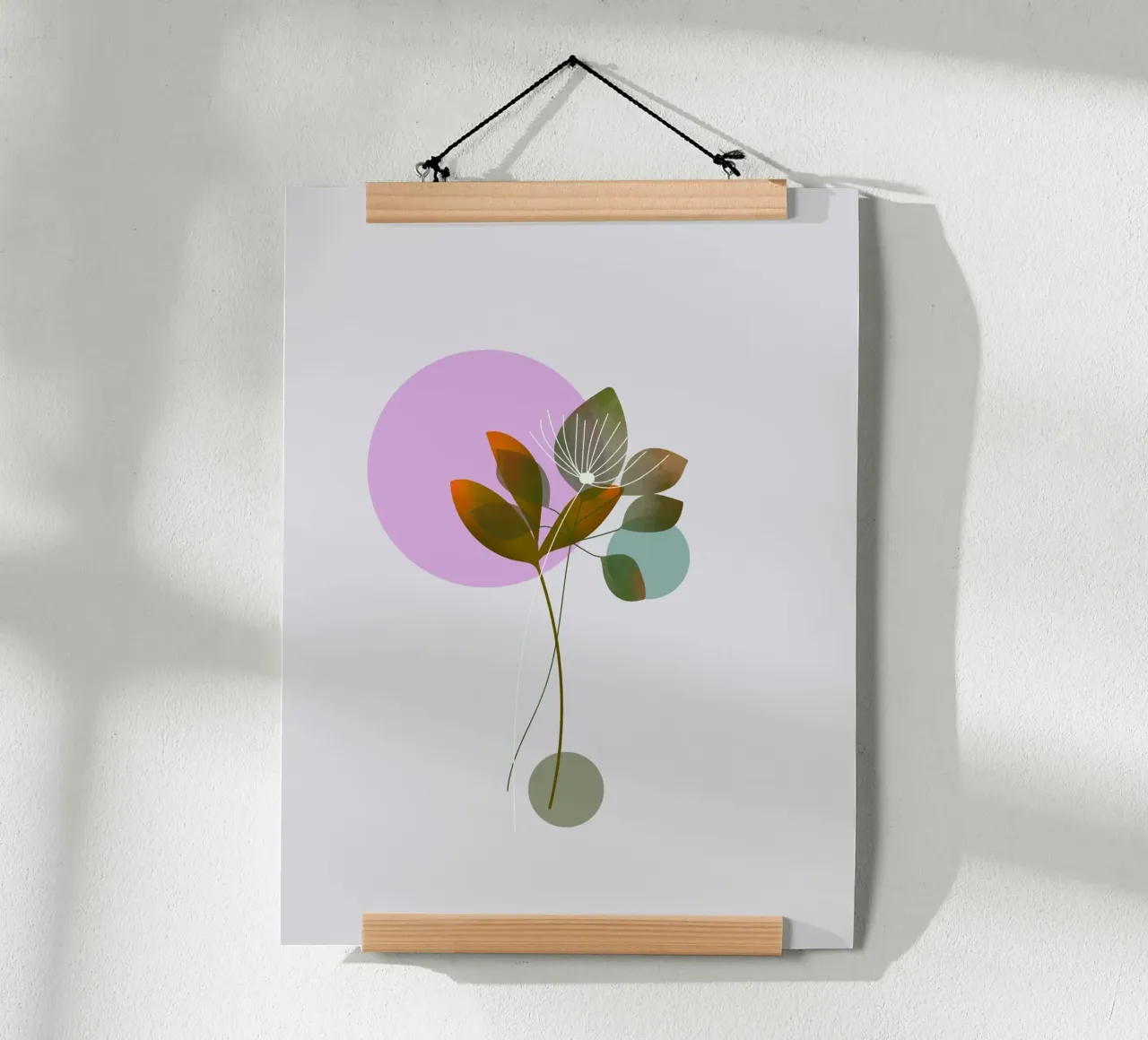 circle and leaf poster con telaio in plastica da pastel color shape