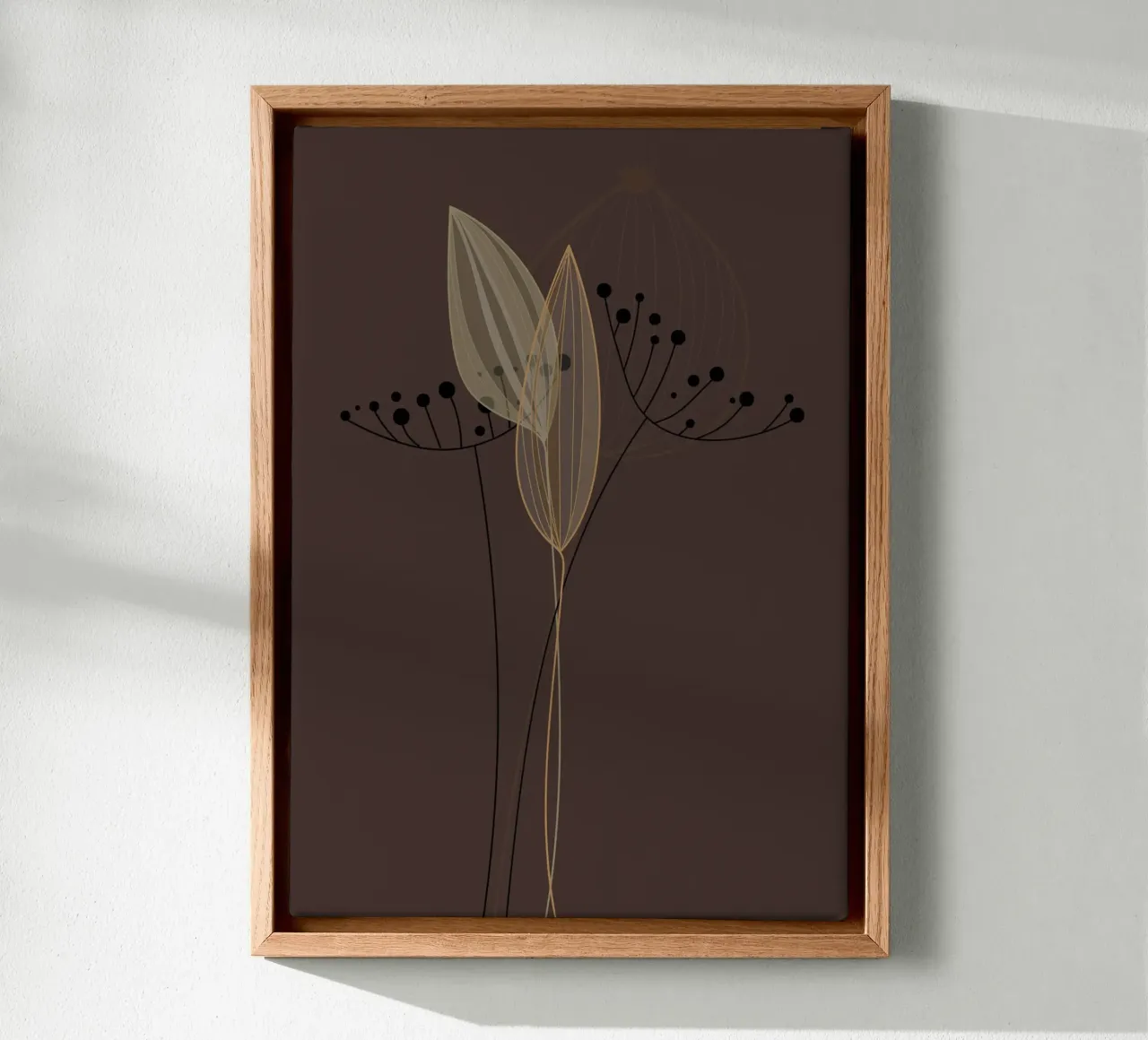 the line flower Leinwand mit Schattenfugenrahmen von pastel color shape