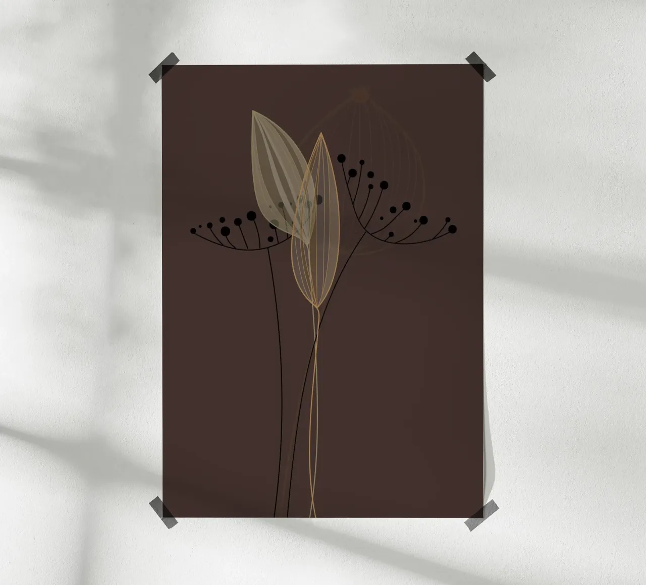 the line flower poster con telaio in plastica da pastel color shape