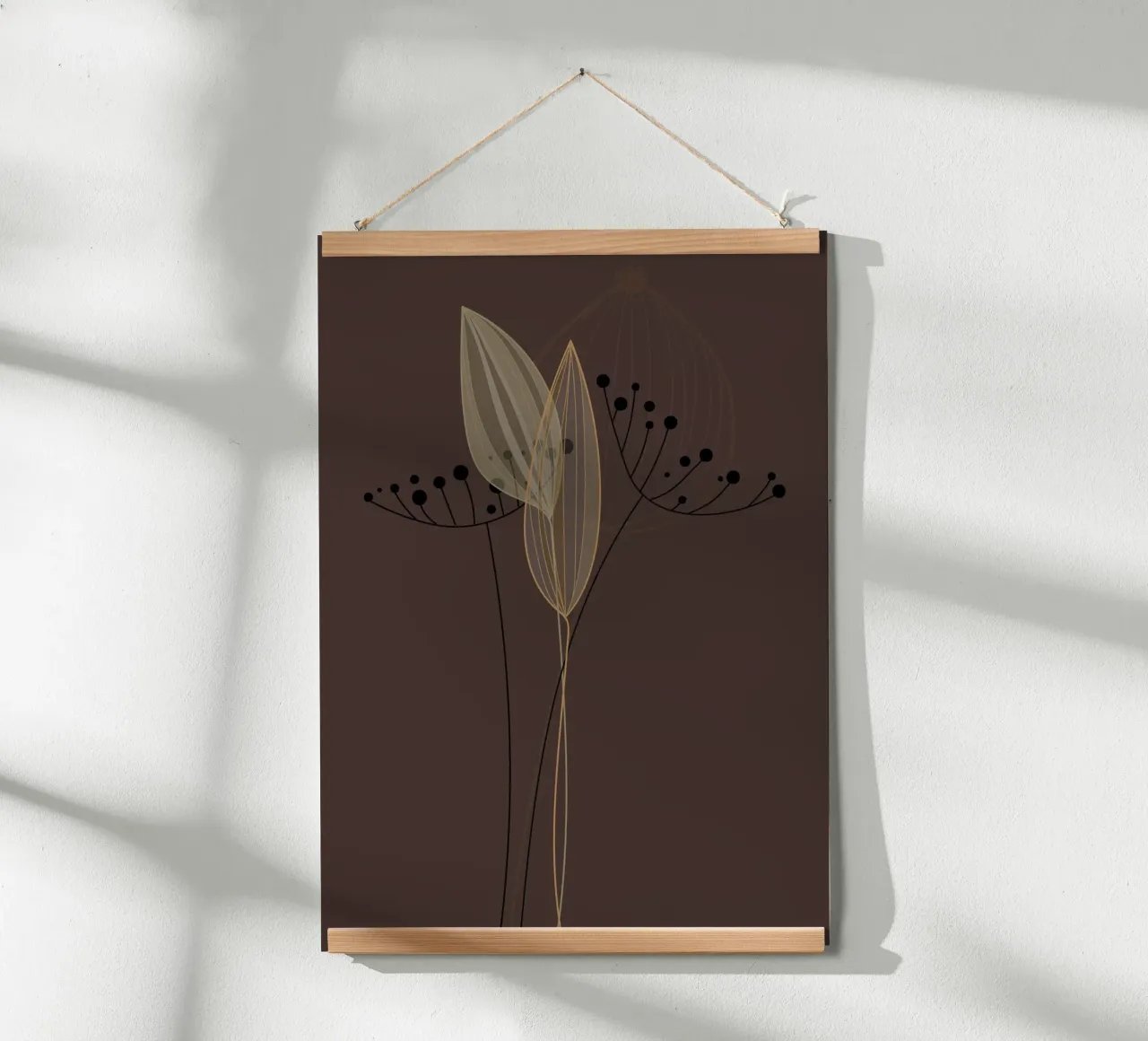 the line flower poster con telaio in plastica da pastel color shape