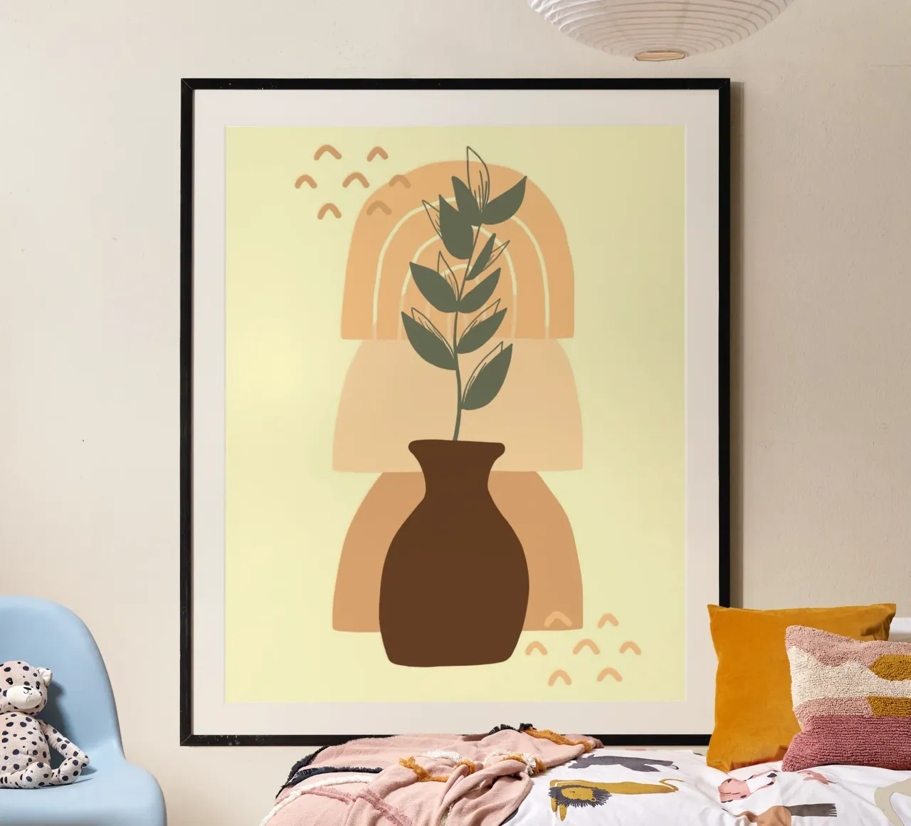 vase in shadow poster con telaio in legno da pastel color shape