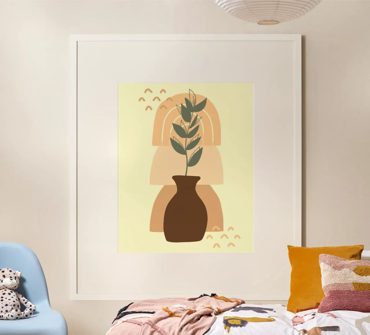 vase in shadow poster con telaio in legno da pastel color shape