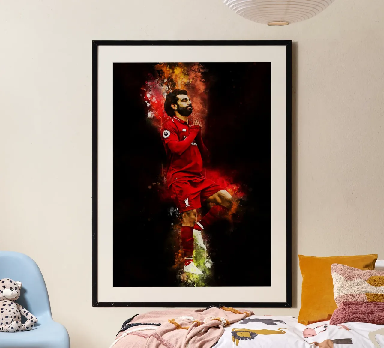 Mohamed Salah poster con telaio in legno da MasterInkArt