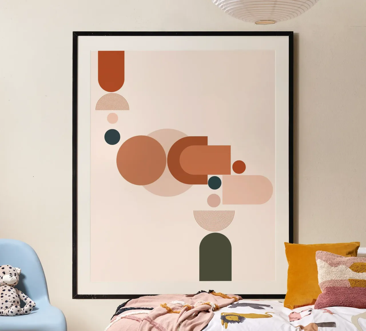 pastel random poster con telaio in legno da pastel color shape