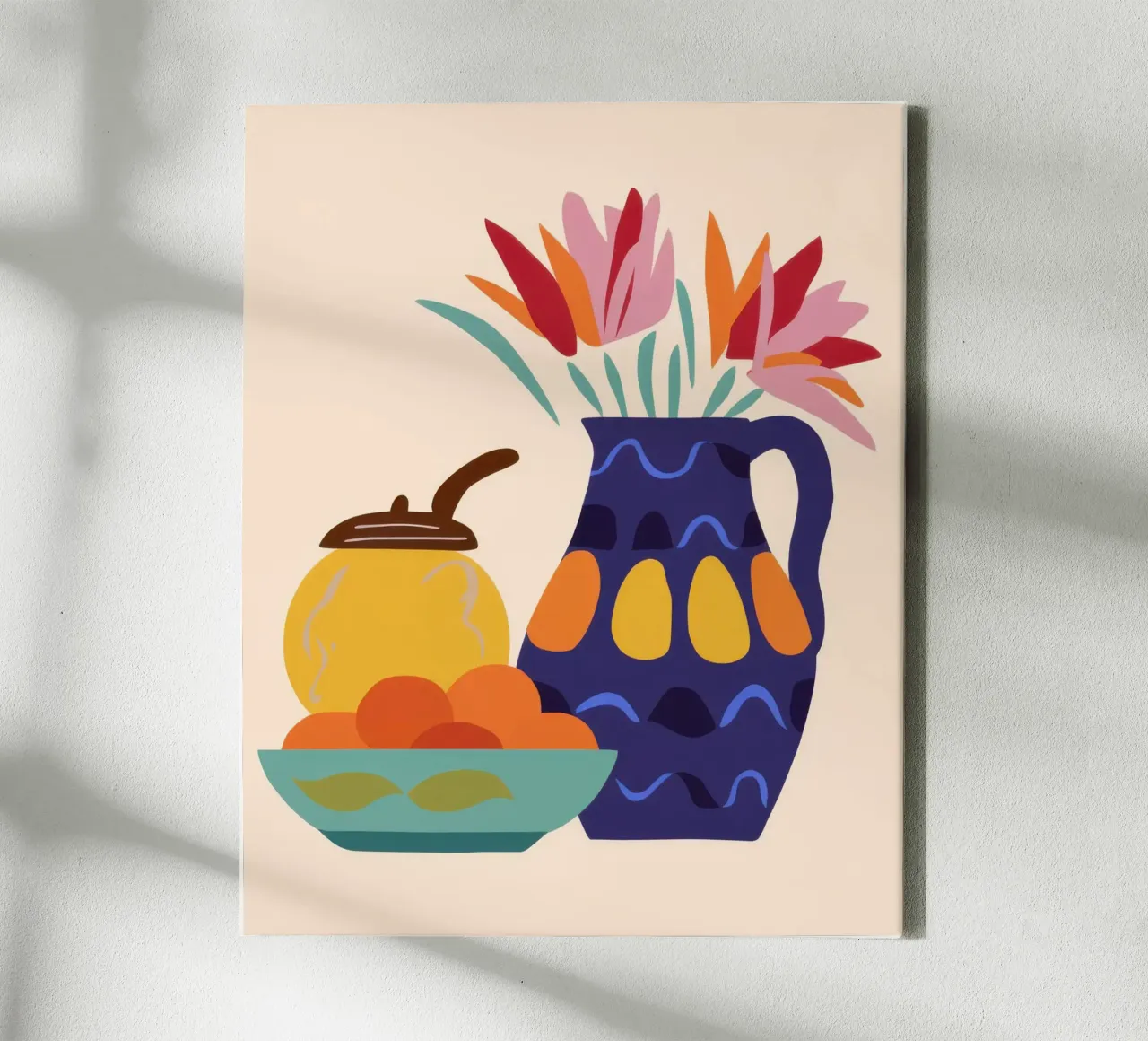 Kobalt vaas viering canvas met Baklijst van Autumn Season