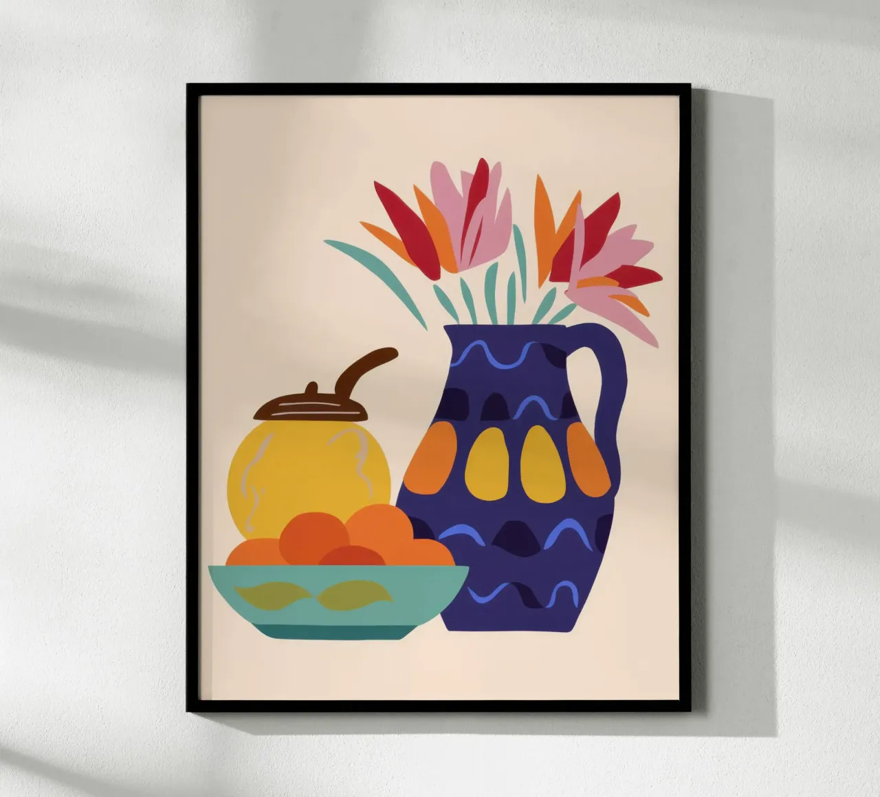 Celebrazione del vaso di cobalto poster con telaio in plastica da Autumn Season