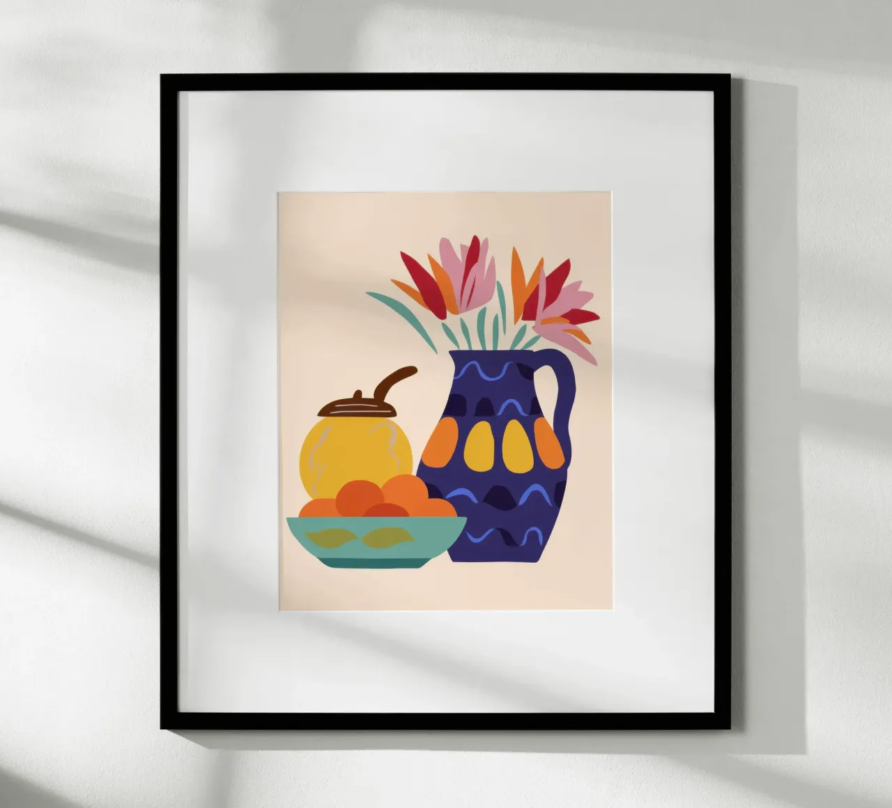 Celebrazione del vaso di cobalto poster con telaio in plastica da Autumn Season