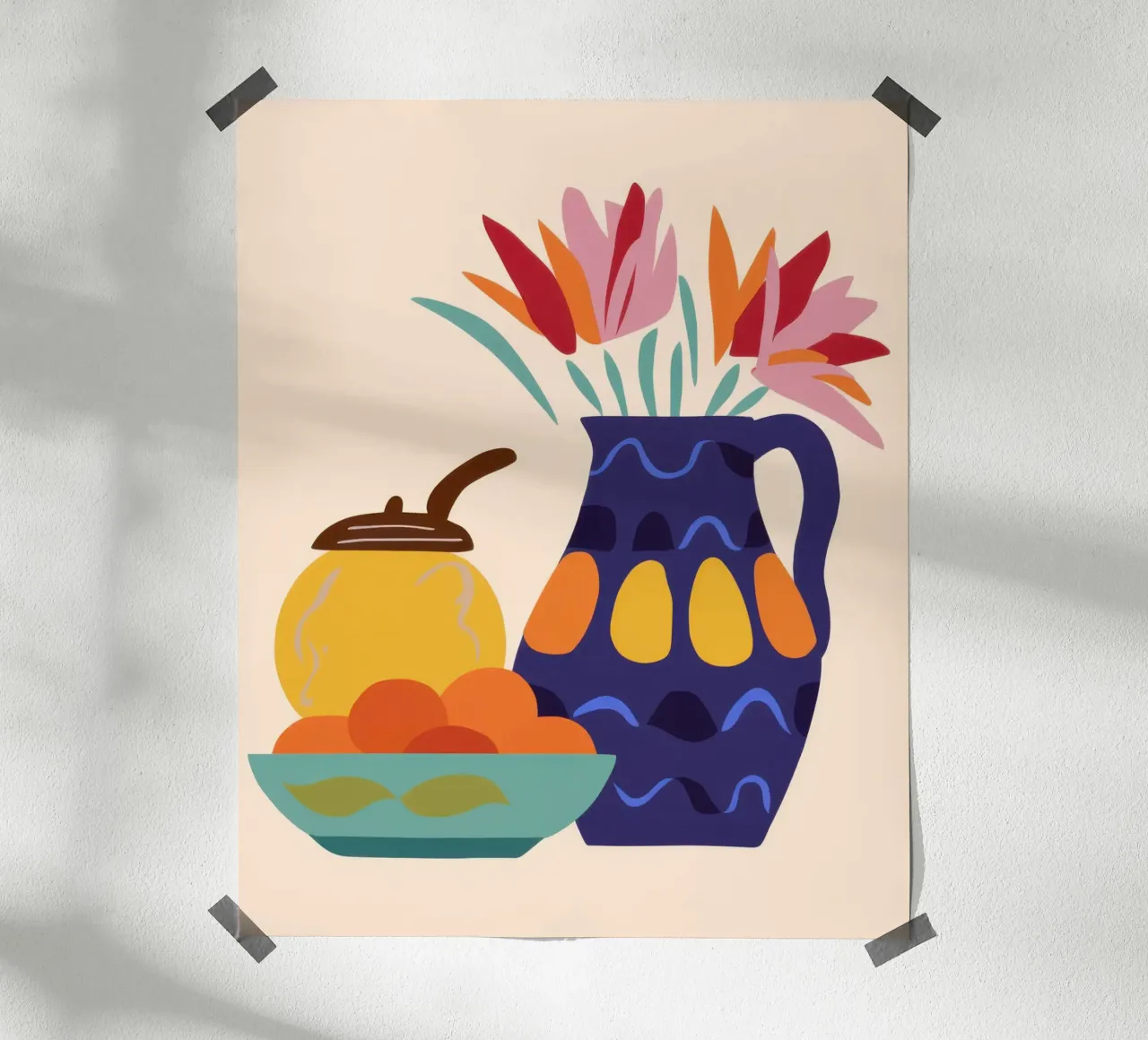 Celebrazione del vaso di cobalto poster con telaio in plastica da Autumn Season