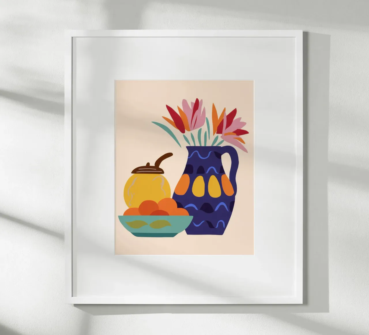 Celebrazione del vaso di cobalto poster con telaio in plastica da Autumn Season