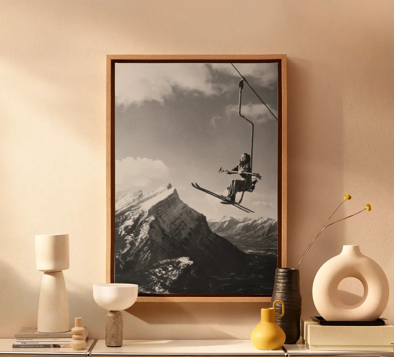 Hoog in de lucht met ski's in Canada canvas met Baklijst van Brant Varner