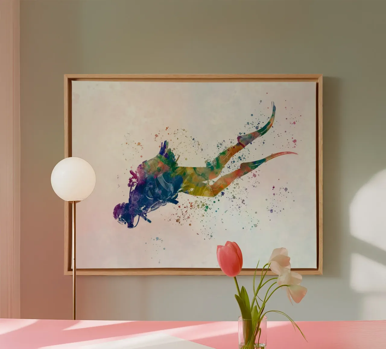 Scuba diver II canvas with Floater frame by Brant Varner