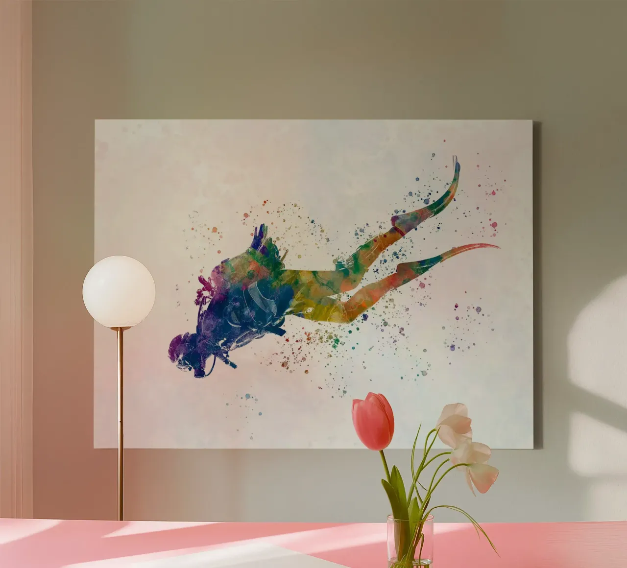 Scuba diver II canvas with Floater frame by Brant Varner