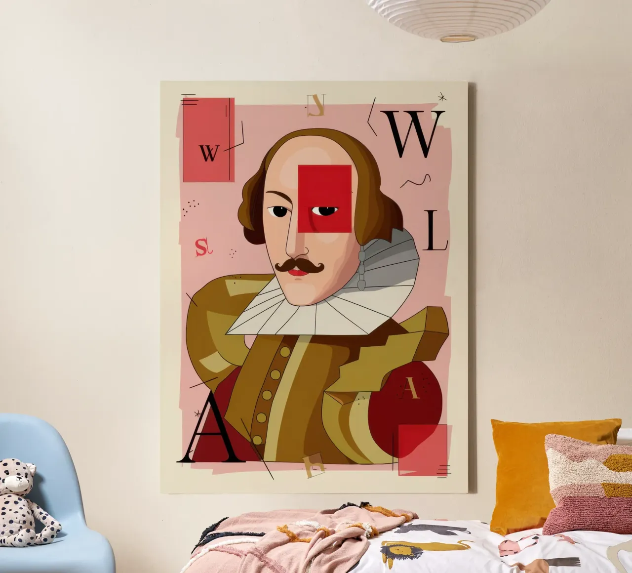 Enigmatisch beletterd gezicht canvas met Baklijst van Autumn Season