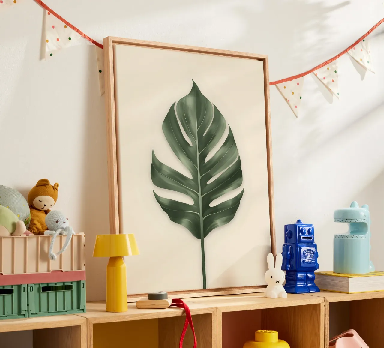Bird of Paradise Leaf canvas with Floater frame by The Green Room
