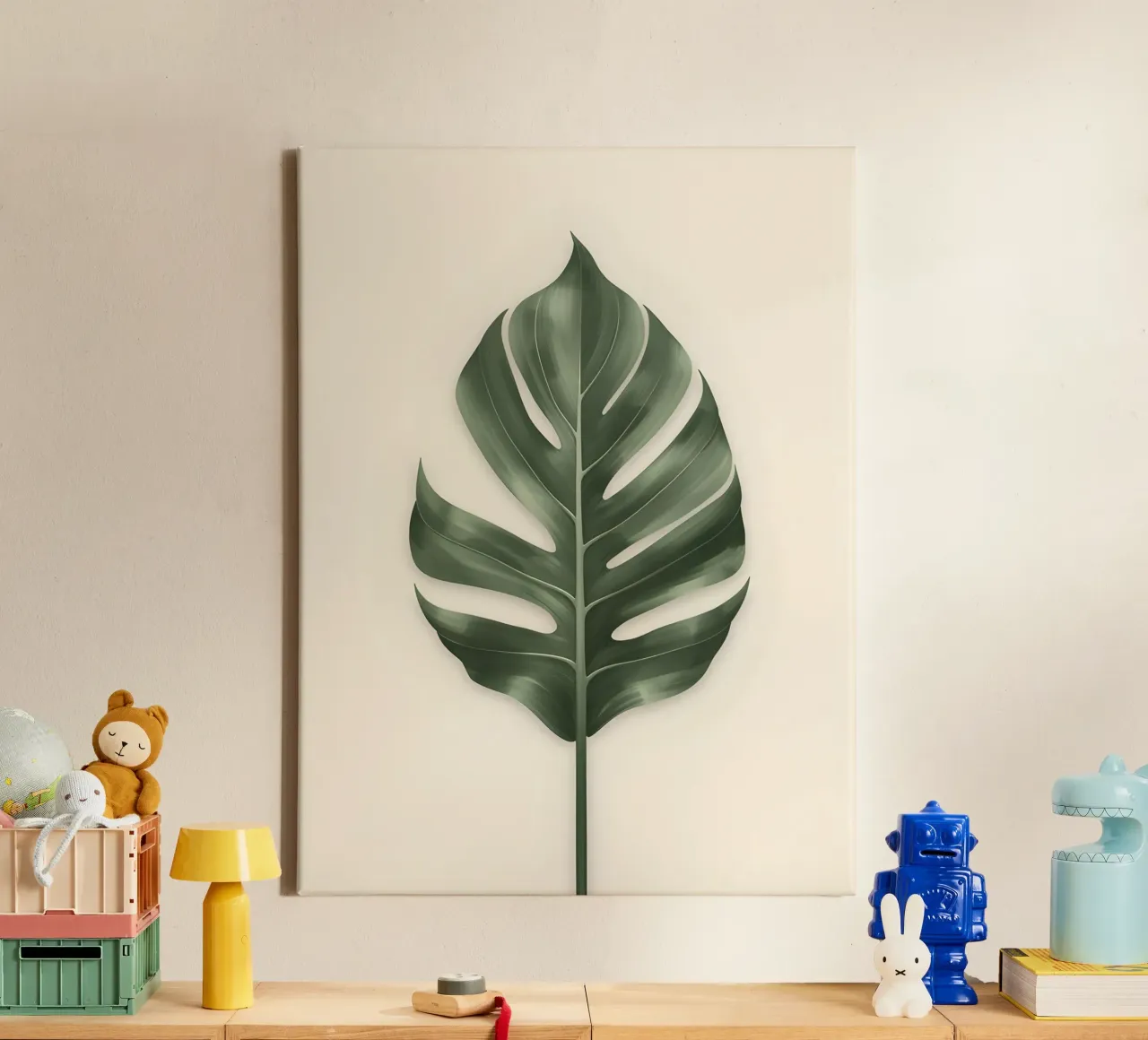 Bird of Paradise Leaf canvas with Floater frame by The Green Room