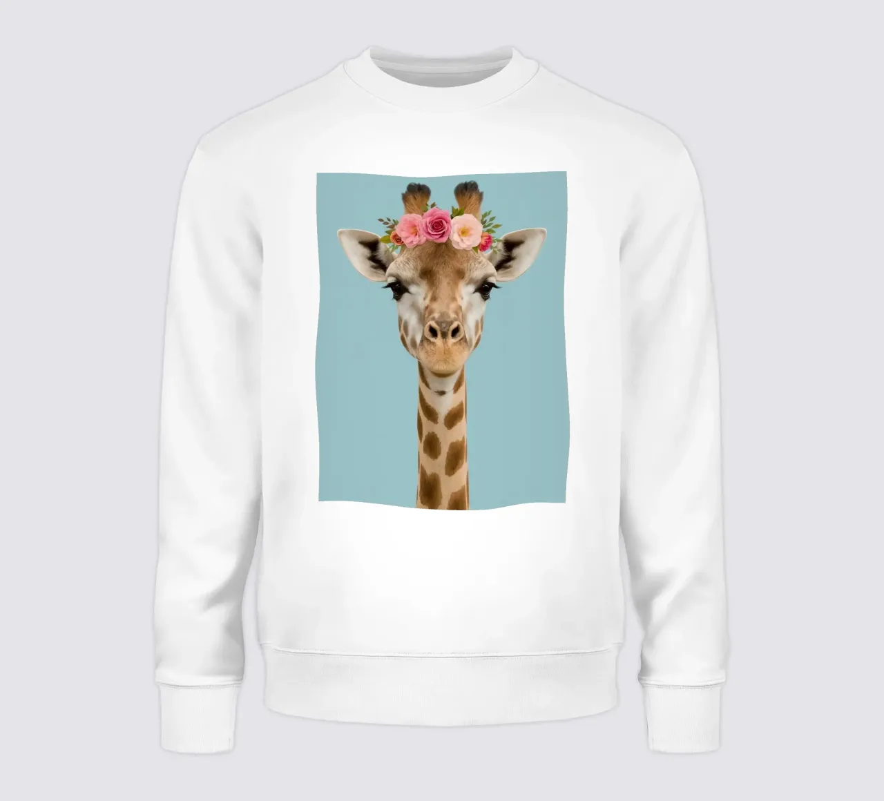 Testa e collo di giraffa con corona floreale felpa da DesignDoodle