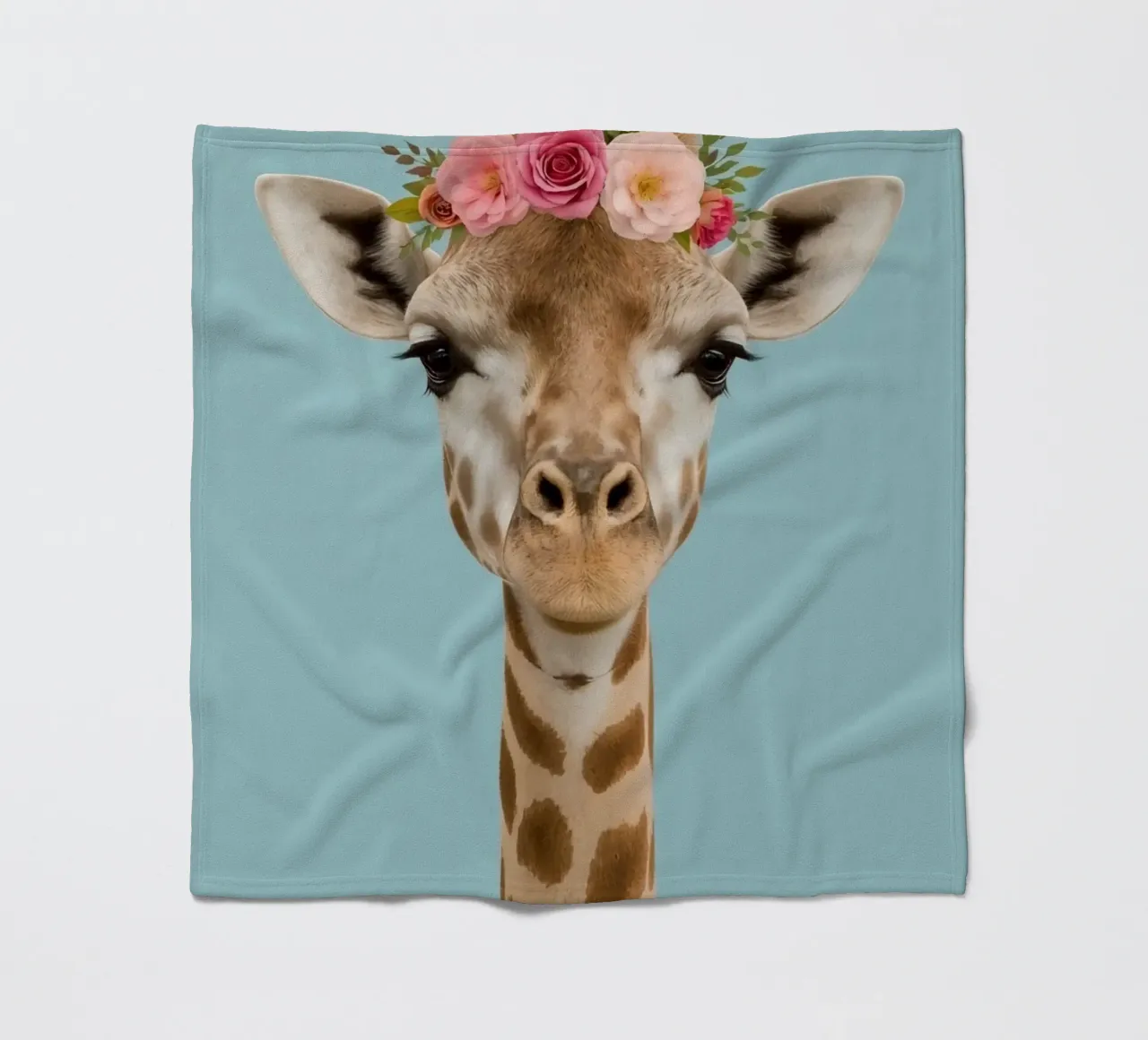 Testa e collo di giraffa con corona floreale coperta in pile da DesignDoodle