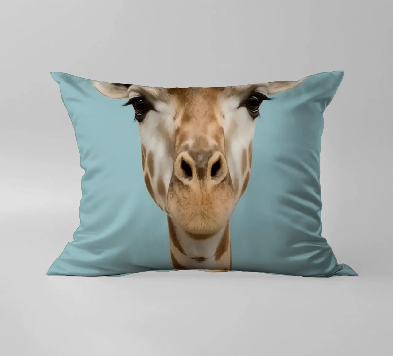 Testa e collo di giraffa con corona floreale cuscino da DesignDoodle