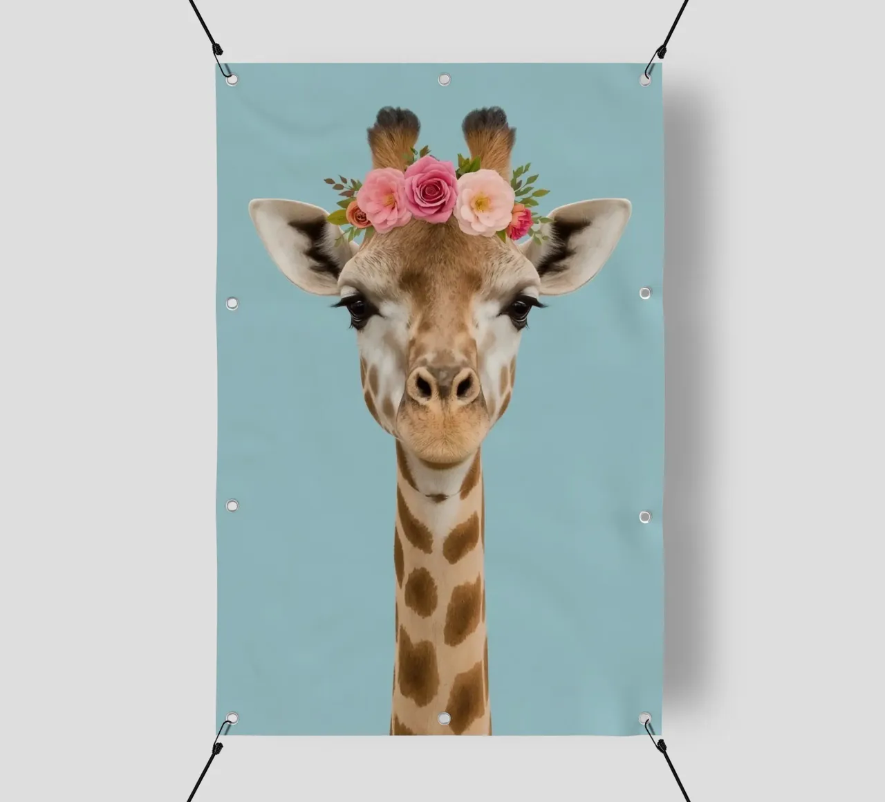 Testa e collo di giraffa con corona floreale telo in pvc da DesignDoodle