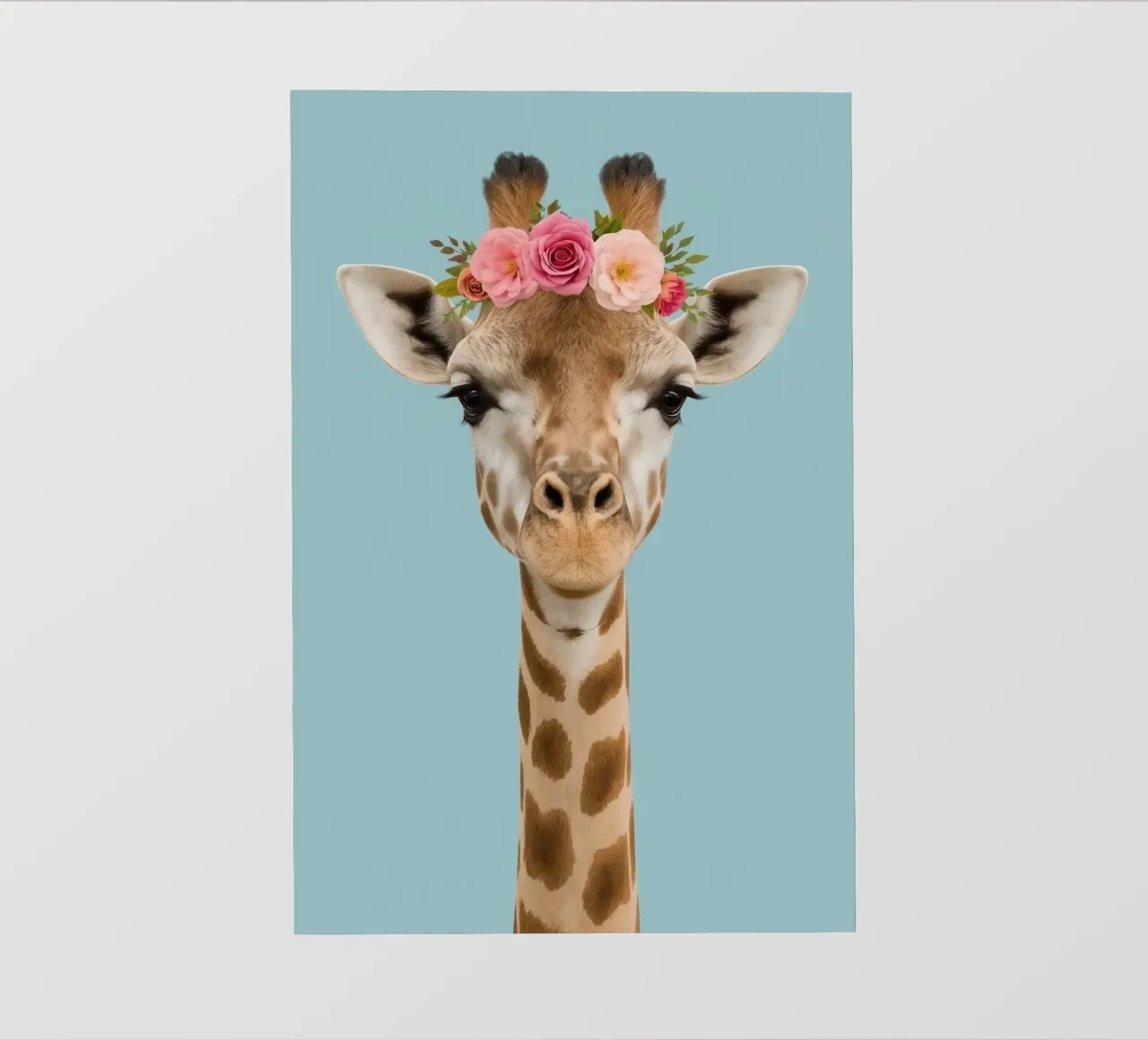 Testa e collo di giraffa con corona floreale telo in pvc da DesignDoodle