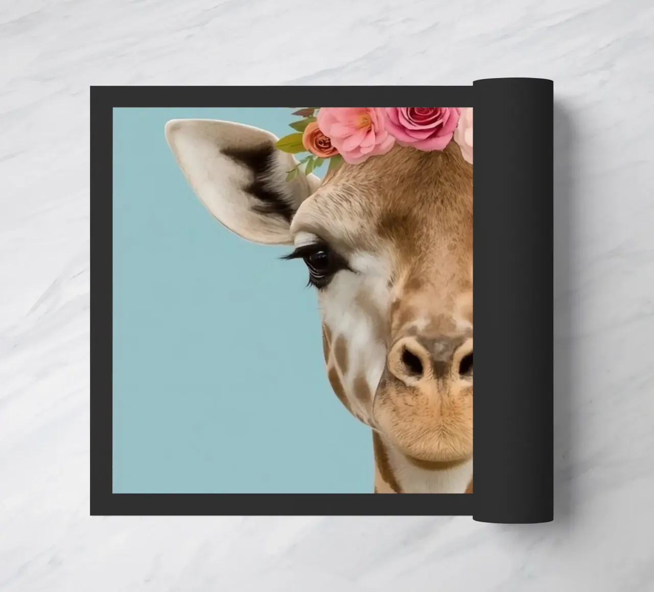 Testa e collo di giraffa con corona floreale zerbino da DesignDoodle