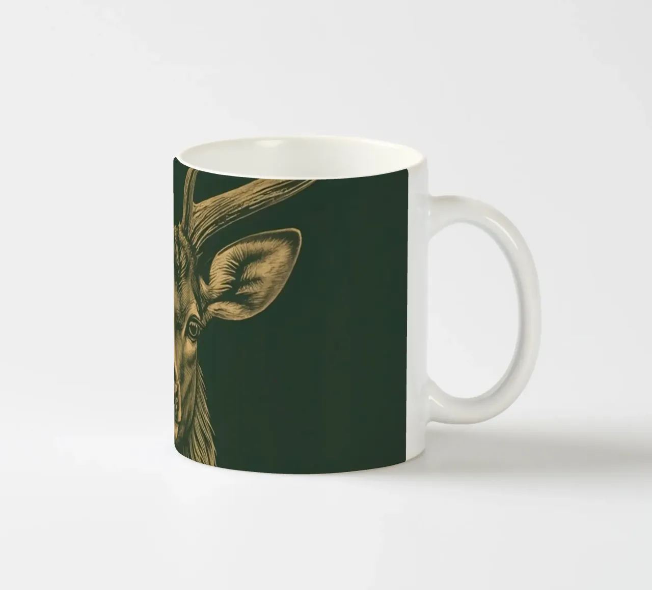 Illustrazione di una testa di cervo con le corna tazza in ceramica da DesignDoodle