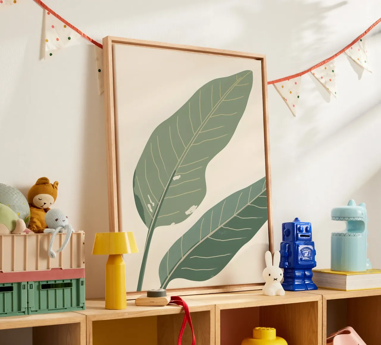 Bananenblad - Abstract canvas met Baklijst van The Green Room