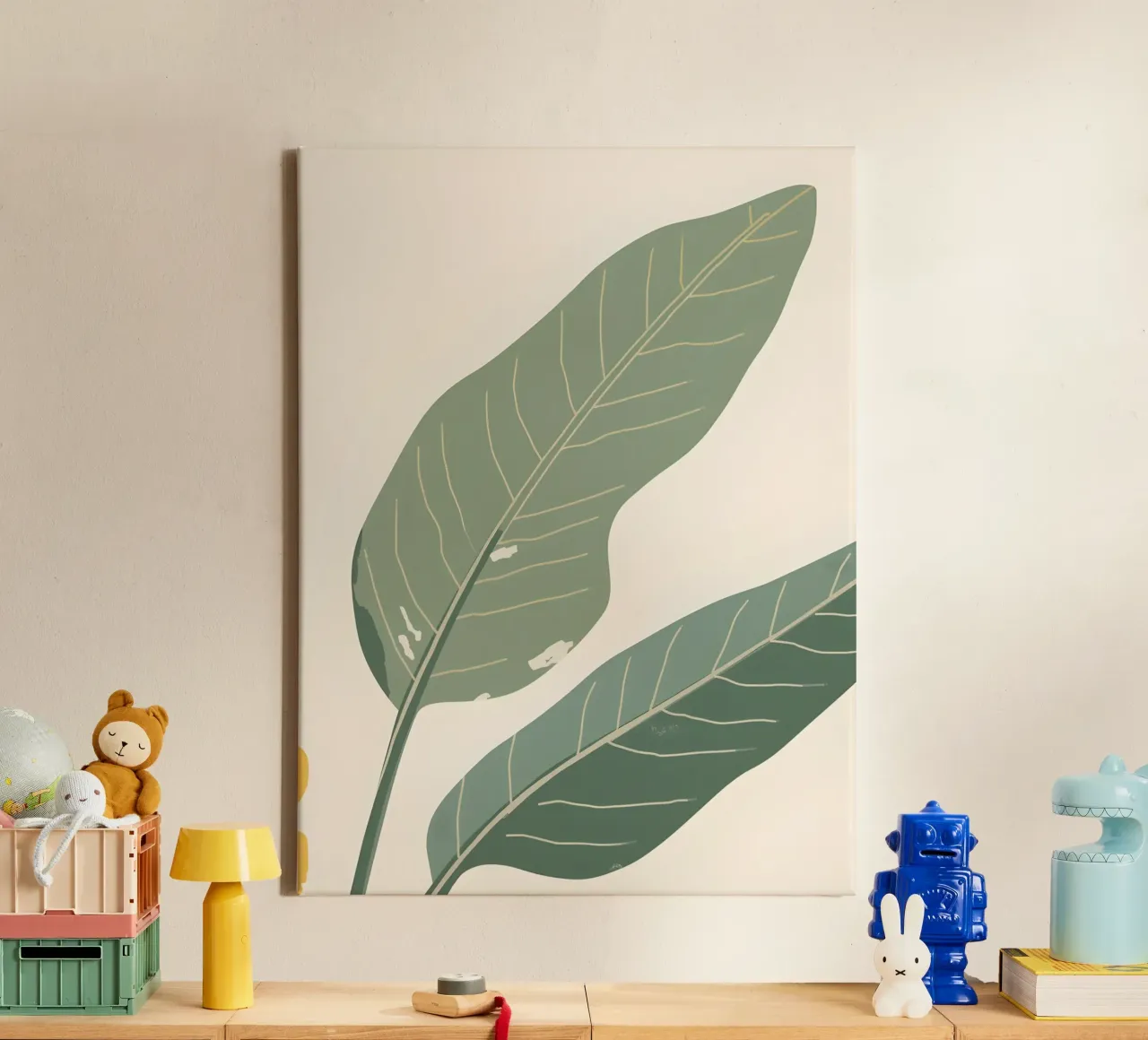 Bananenblad - Abstract canvas met Baklijst van The Green Room
