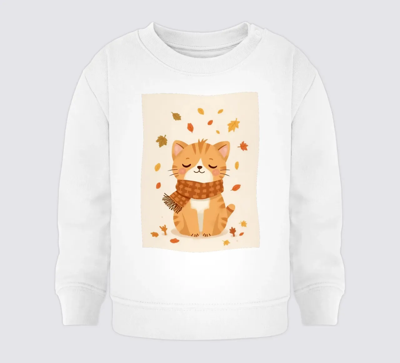 Gatto arancione con sciarpa e foglie d'autunno felpa neonato da DesignDoodle